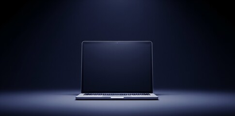 laptop computer on black background