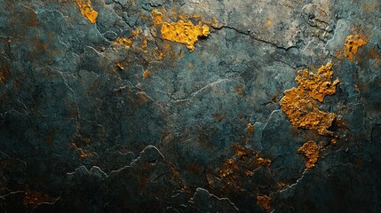 Textured stone surface with golden accents