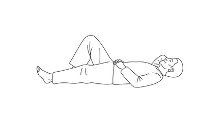 Reclining Meditation Vector &ndash; Mindfulness Wellness Illustration on White

