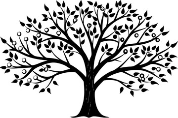 Obraz premium Tree silhouette vector art illustrates the seasonal growth and natural beauty of plants, perfect for floral designs and forest-themed decorations
