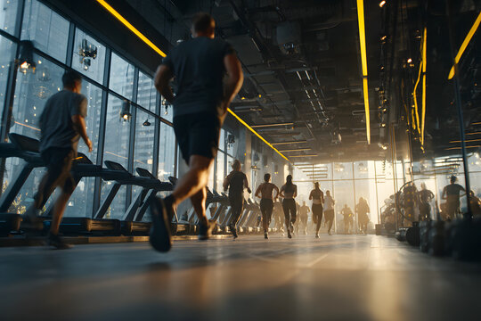 Intense workout session in a modern gym setting, generative AI