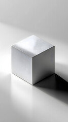 Minimalist white box on pure white background showcasing modern product design in ultra realistic style for high quality display