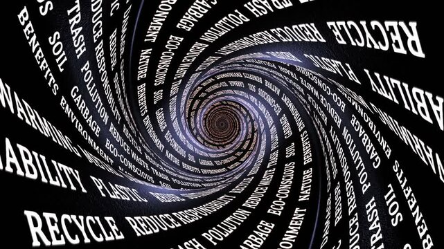 REDUCE WASTE Keywords on the Tunnel Walls, Animation, Background, Loop
