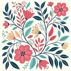seamless vector pattern of blooming flowers leave seamless pattern with flowers