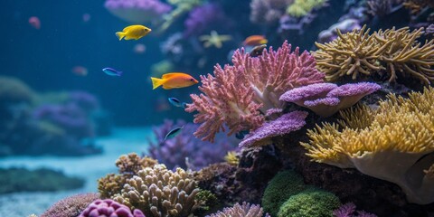 Vibrant Coral Reef Colorful Fish and Diverse Coral Composition, Underwater Scene, Marine Life Coral Reef, Underwater Photography