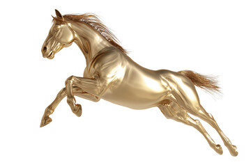 Free golden horse in motion transparent background