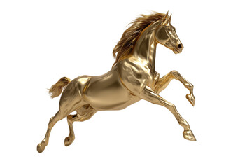 Fototapeta premium Free golden horse in motion transparent background