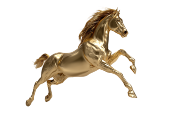 Free golden horse in motion transparent background