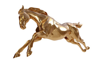 Free golden horse in motion transparent background