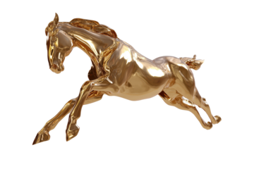 Free golden horse in motion transparent background