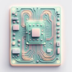 circuit board. computer chip. 3d illustration.
