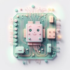 3d image of a white computer mouse on the circuit board