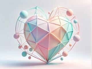 heart with a colorful background. 3d illustration, image