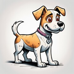 vector illustration of cute dog with big red eyes