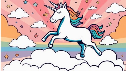 unicorn and stars in the sky illustration