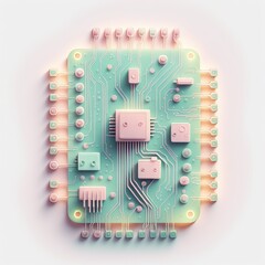 3d image of computer circuit board. microboard.