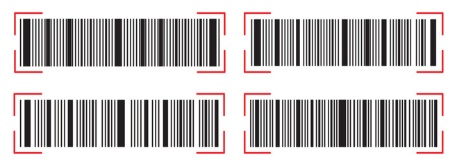 Barcode icon vector set. Barcode icon isolated on white background. Barcode product distribution icon. Universal code for scanning product or item.  barcode product retail shipping graph.