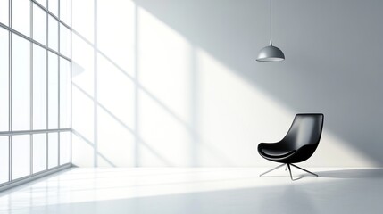 Modern, empty room with a single chair