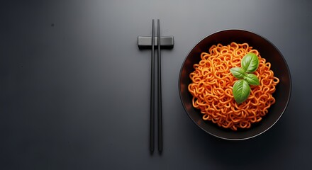 Minimalist Ramen Bowl: Asian Cuisine, Culinary Art, and Healthy Eating Concept