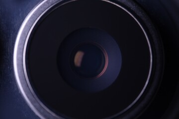Smartphone camera lens in macro, mobile photography, technology themes, robotics eye