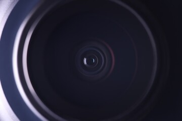 Smartphone camera lens in macro, mobile photography, technology themes, robotics eye