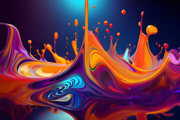 A Vibrant Psychedelic Vortex of Swirling Liquid Paint, an Abstract 3D Ring of Multicolor Fluid Art
