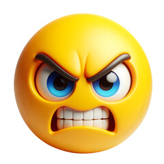 Furious emoji face with bared teeth isolated on transparent background