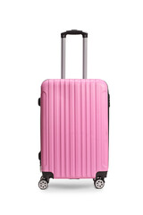 Pink suitcase with wheels