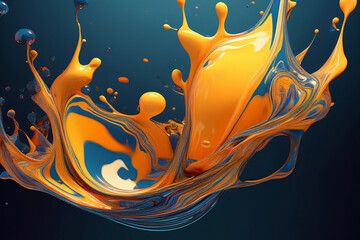 Luxurious Abstract Background with a Swirl of Liquid Gold and Deep Blue Metallic Ink, an Elegant Fluid Art Design