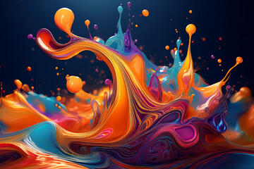 Elegant Abstract Swirl of Teal and Orange Fluid Forms, Modern 3D Sculpted Art Background for Luxury Design