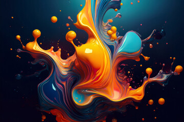 Luxurious Abstract Background with a Swirl of Liquid Gold and Deep Blue Metallic Ink, an Elegant Fluid Art Design