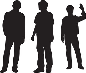Silhouettes of Three Men Diverse Poses and Styles