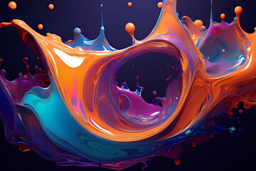 Elegant Abstract Swirl of Teal and Orange Fluid Forms, Modern 3D Sculpted Art Background for Luxury Design