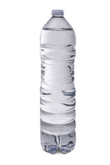 Transparent disposable water bottle, plastic water bottle isolated