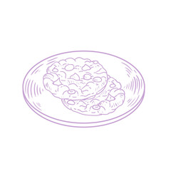 Original hand-drawn illustrations of cookies on a plate in a minimalist, linear style. Ideal for posters, bakeries, cafe menus, and graphic design.