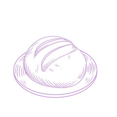 Original hand-drawn illustrations of bread on a plate in a minimalist, linear style. Ideal for posters, bakeries, cafe menus, and graphic design.