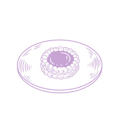 Original illustrations of jam cookies on a plate, hand-drawn in a minimalist, linear style. Ideal for posters, bakeries, cafe menus, and graphic design.