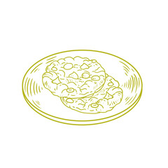 Original hand-drawn illustrations of cookies on a plate in a minimalist, linear style. Ideal for posters, bakeries, cafe menus, and graphic design.