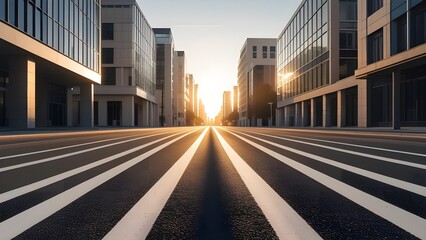 Obraz premium Nighttime city traffic with tall buildings and busy streets