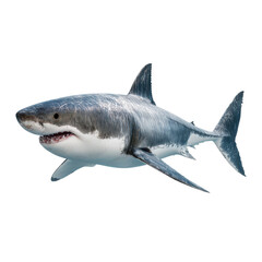Obraz premium Side View of a Great White Shark Isolated