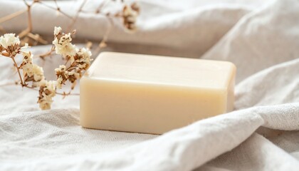 Natural Soap Bar on Linen
