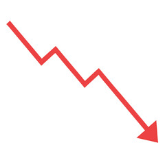 Red Zigzag Arrow Showing Downward Economic Trend