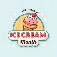 national ice cream month logo design