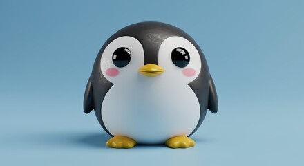 Fototapeta premium Adorable 3D Render of a Cute Penguin Character
