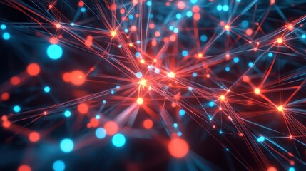 Abstract network of glowing points and lines