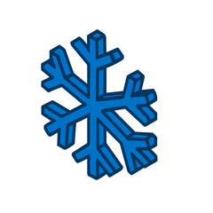 Obraz premium Snowflake Isometric Icon, Plastic Finish, Blue Tones, Transparent Background