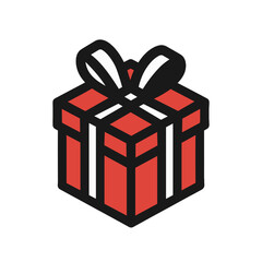 Obraz premium Gift Box Isometric Icon, Plastic Finish, Red and White, Transparent Background