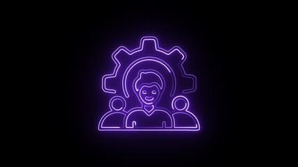 glowing neon video icon isolated, black background, hd motion graphic animation