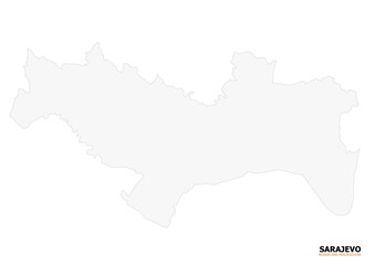 White vector silhouette map of Sarajevo region, Bosnia and Herzegovina. Minimalist outline showing the area's boundary.