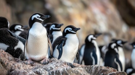 Penguins on a rocky outcrop